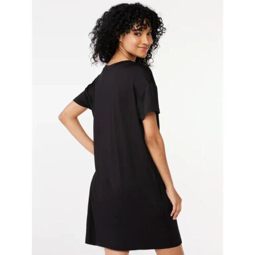 NEW JOYSPUN BLACK SLEEPSHIRT CHEMISE CHILLIN NIGHTGOWN RAYON/SPNX 2X/3X