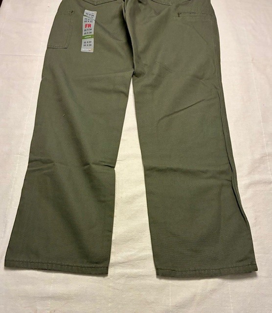 Carhartt FRB 159MOS CAT2 Loose Fit Olive Moss Green Canvas Work Pants Jean 33×34