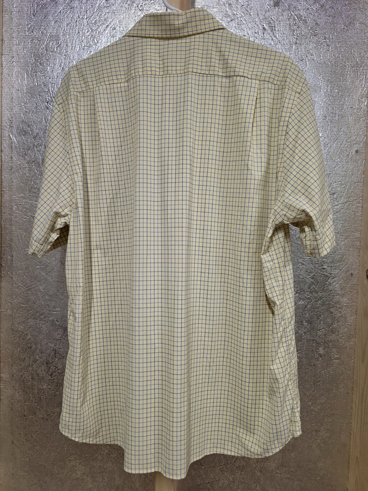 Cremieux Men’s Short Sleeve Button-Up Yellow And Blue Size Large