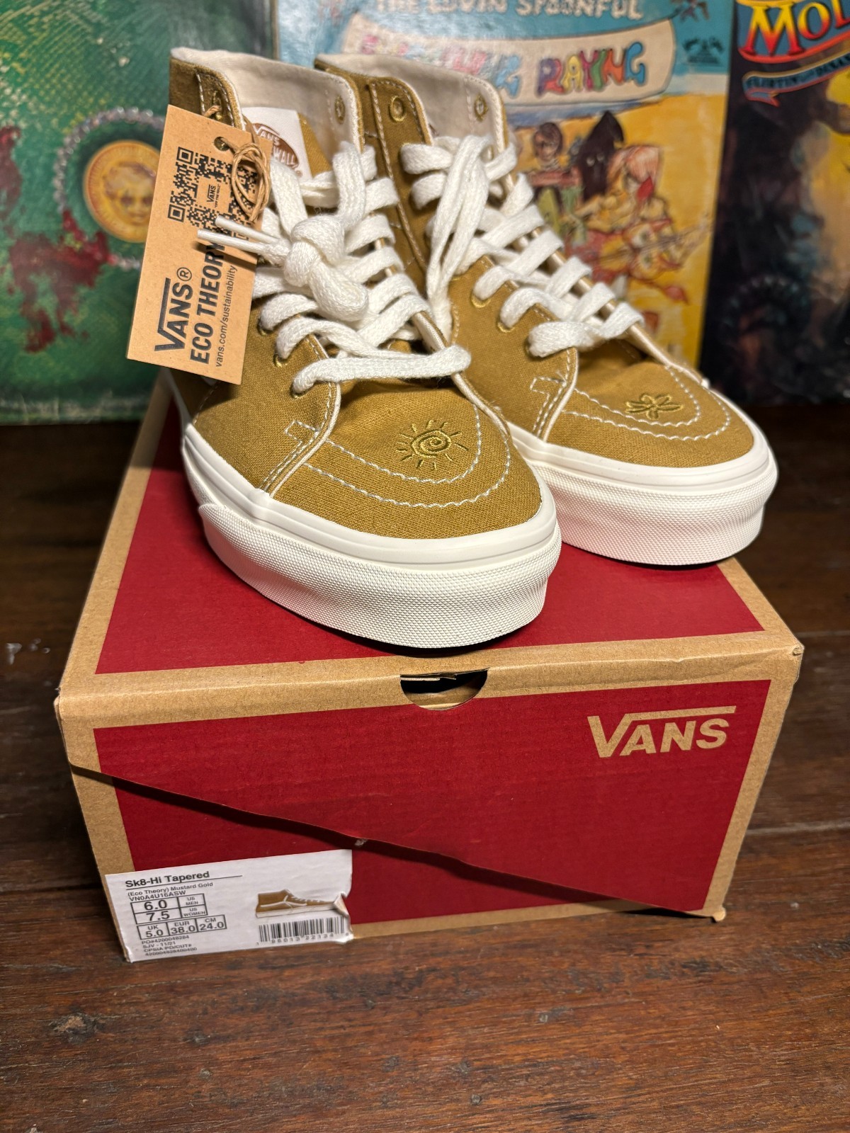 Vans Eco Theory SK8-Hi Tapered Sneakers Mustard Gold Men’s Skate Shoes m 6 w 7.5
