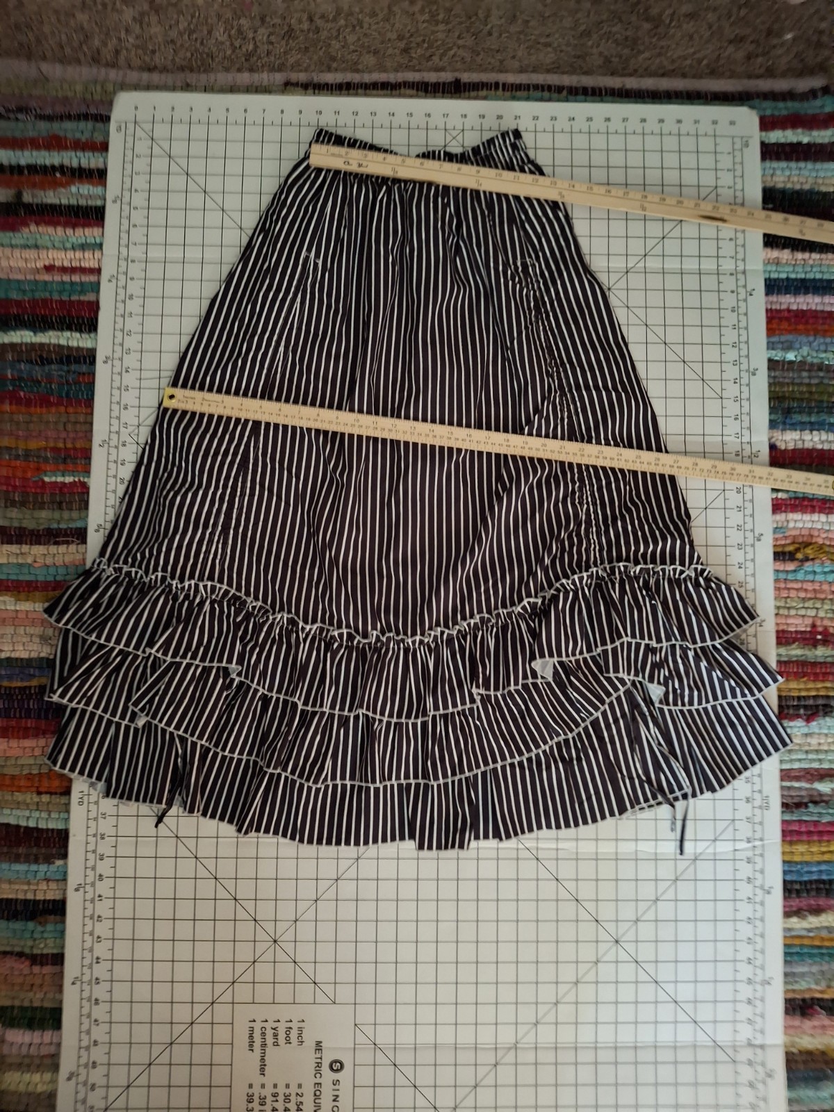 Belle Poque Steampunk Victorian Black White Stripe Skirt NWT Small