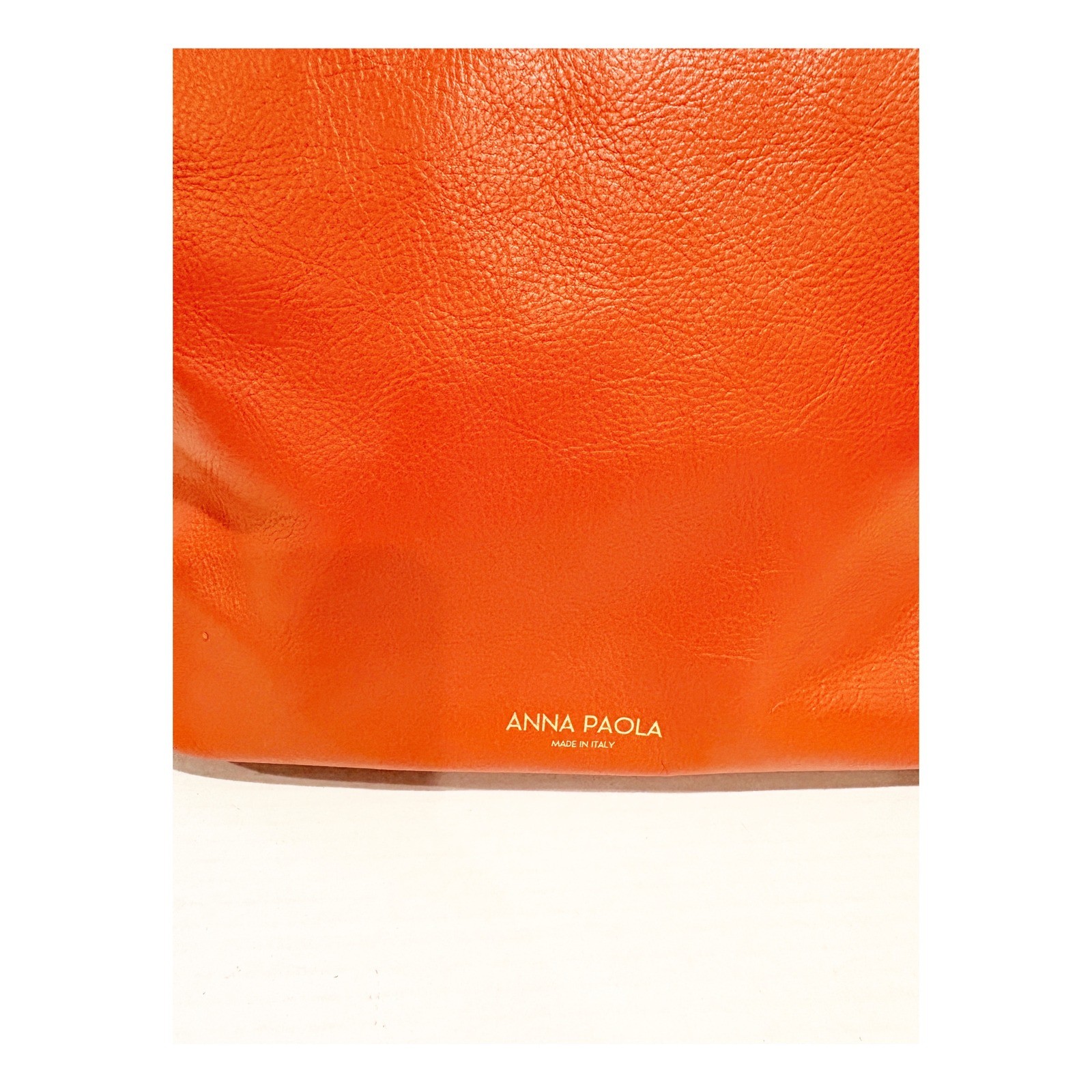 Anna Paola Monique Orange Leather Tote Bag Made in Italy New