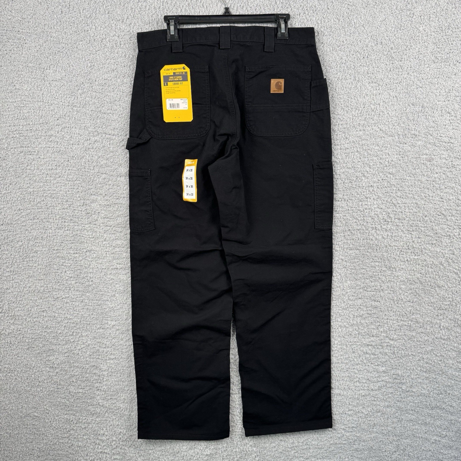 Carhartt Mens Black Utility Work Pants Loose Fit Canvas 35×34 BN0151-M NEW