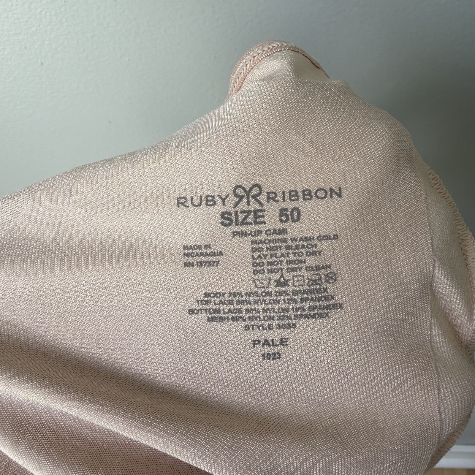 NEW RUBY RIBBON PIN UP CAMI WOMENS size 50 Pale Nude Lace Shapewear