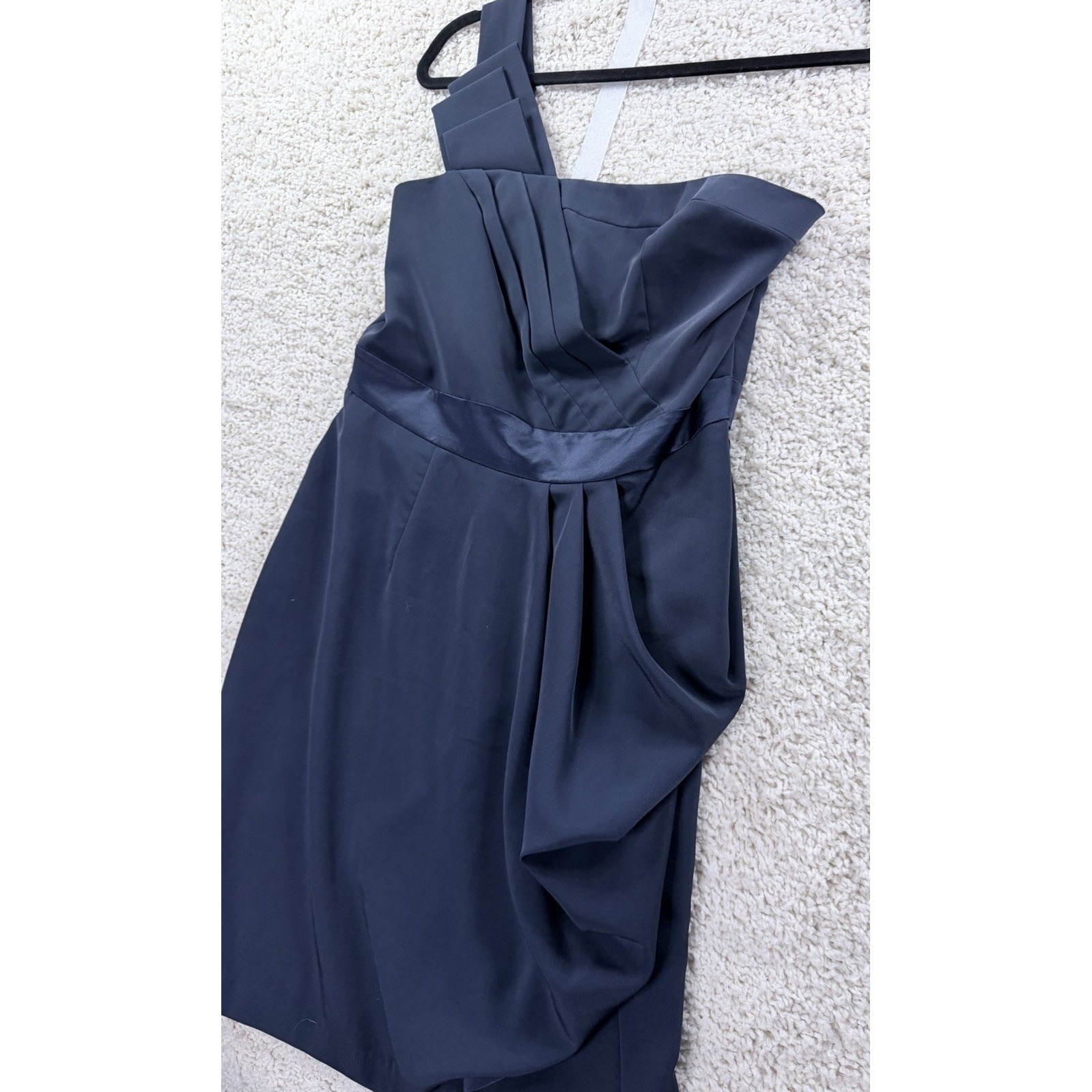 The Limited One Shoulder Cocktail Dress Womens Size 8 Navy NWT Ruched Mini