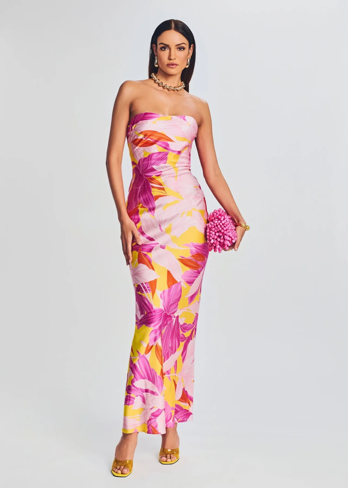 NEW NWT $595 RETROFETE “Keaton” silk strapless dress in Botanical Floral sz M
