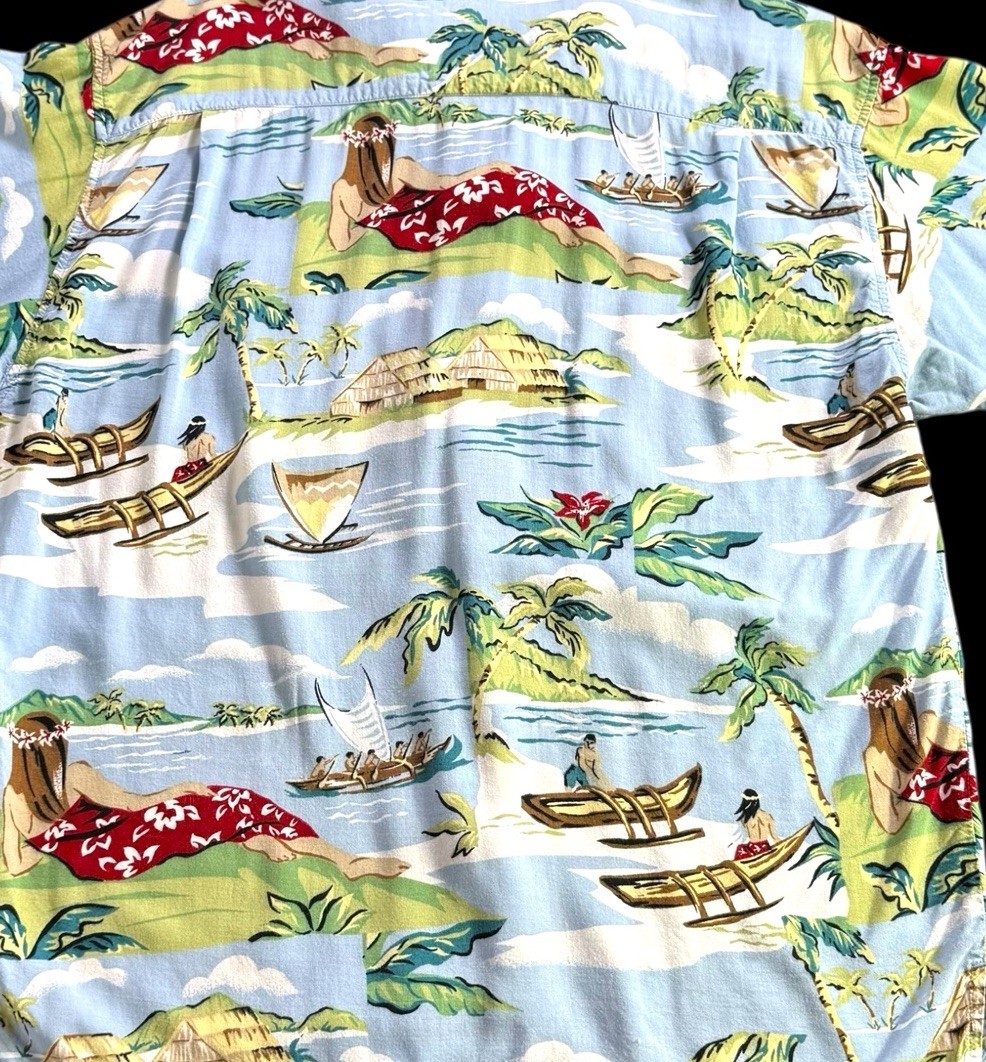 Utility Hawaiian Shirt Men’s Size M Colorful Rayon Tropical Aloha Beach Casual