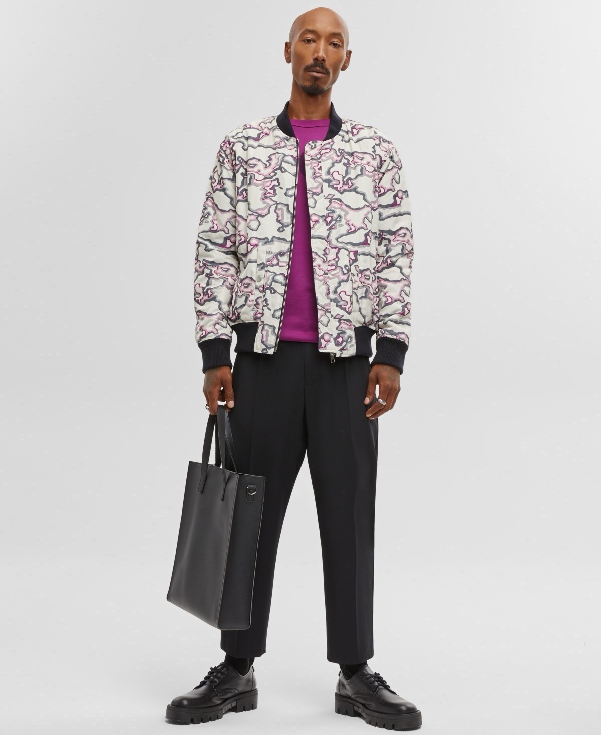 $159.50 Mode of One Men’s Reversible Bomber Jacket | Deep Black | Medium