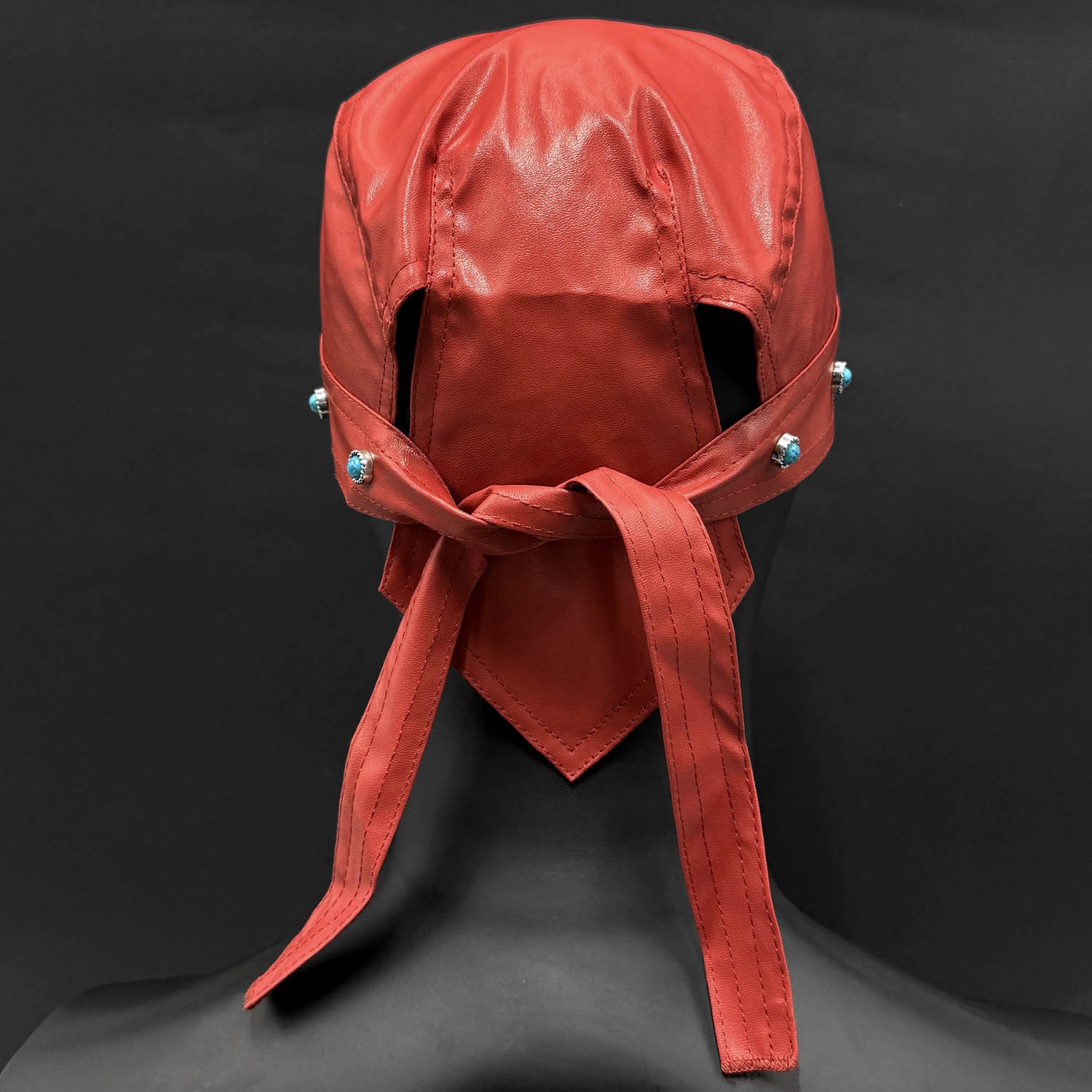 Punk Cycling Bandana Doo Rags Skull Cap Motorcycle Biker Leather Cap Red