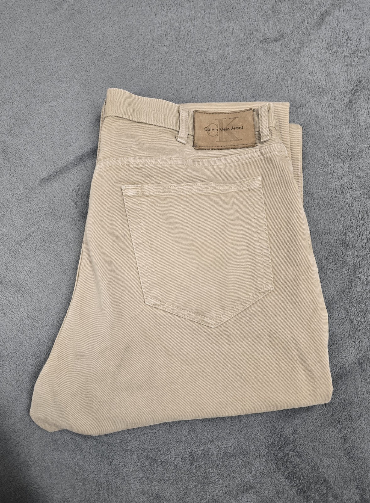 Calvin Klein Jeans Beige Waist 33 Leg 32 Zip Fly Straight Leg cotton