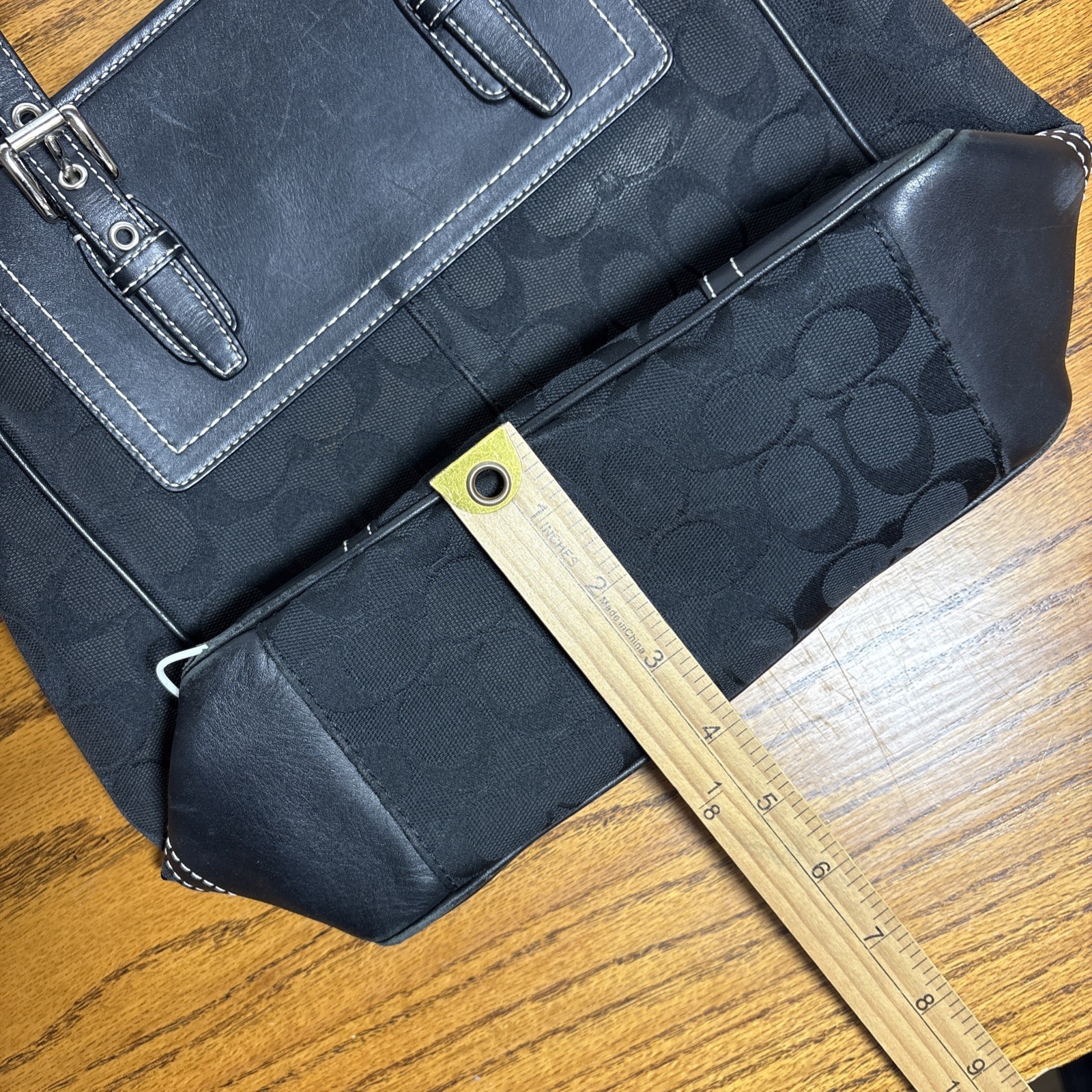 Coach Monogrammed Black Canvas and Leather Shoulder Bag Signature C F10659 *READ