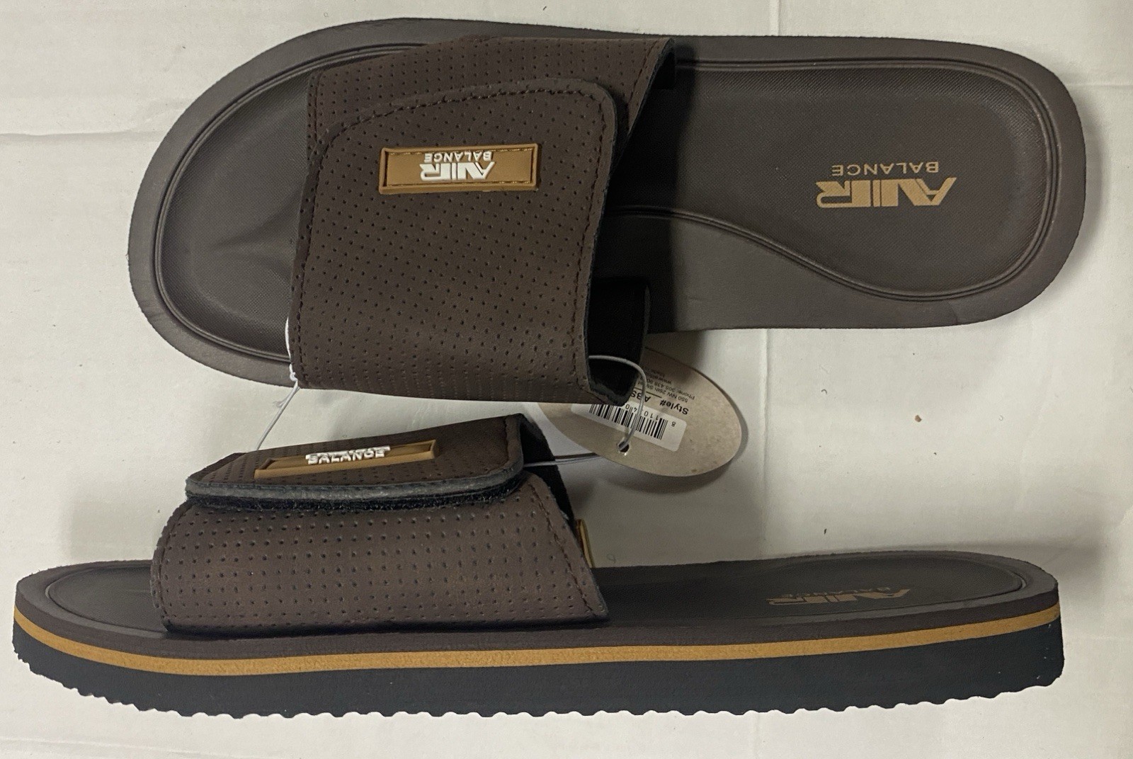 Air Balance Flip Flops Adjustable Tan Slide Sandals Men’s Size 8 9 10 11 12 13
