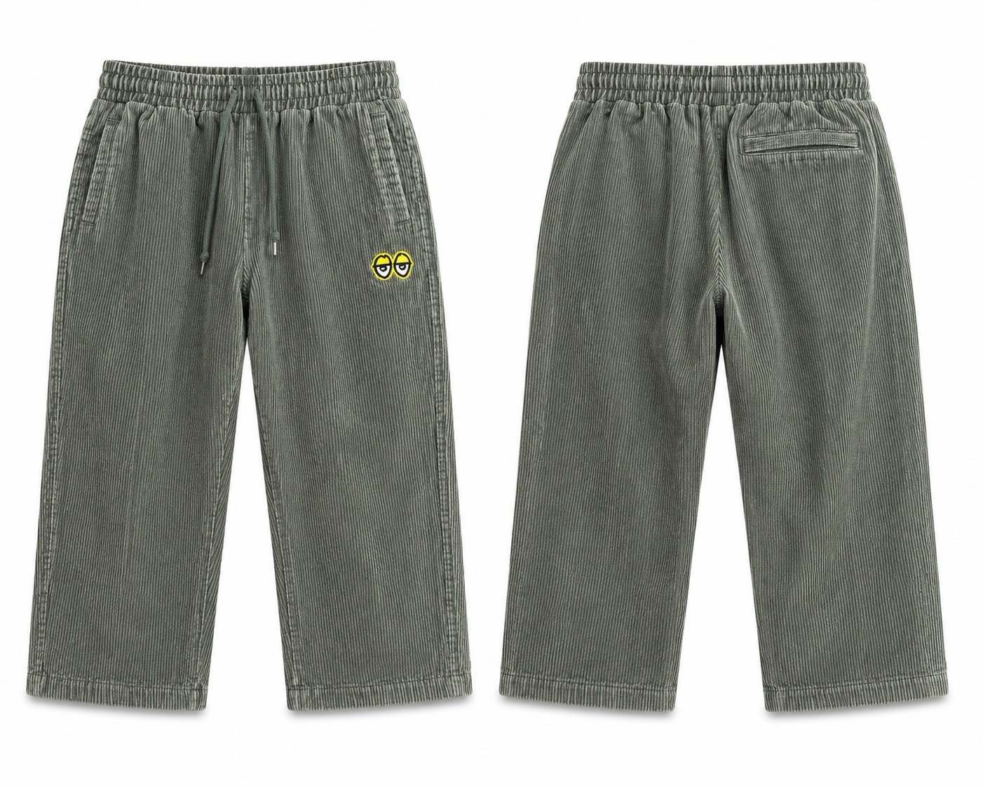 00s Y2K KROOKED Skateboards Baggy Green Corduroy Pants Medium – 28/28