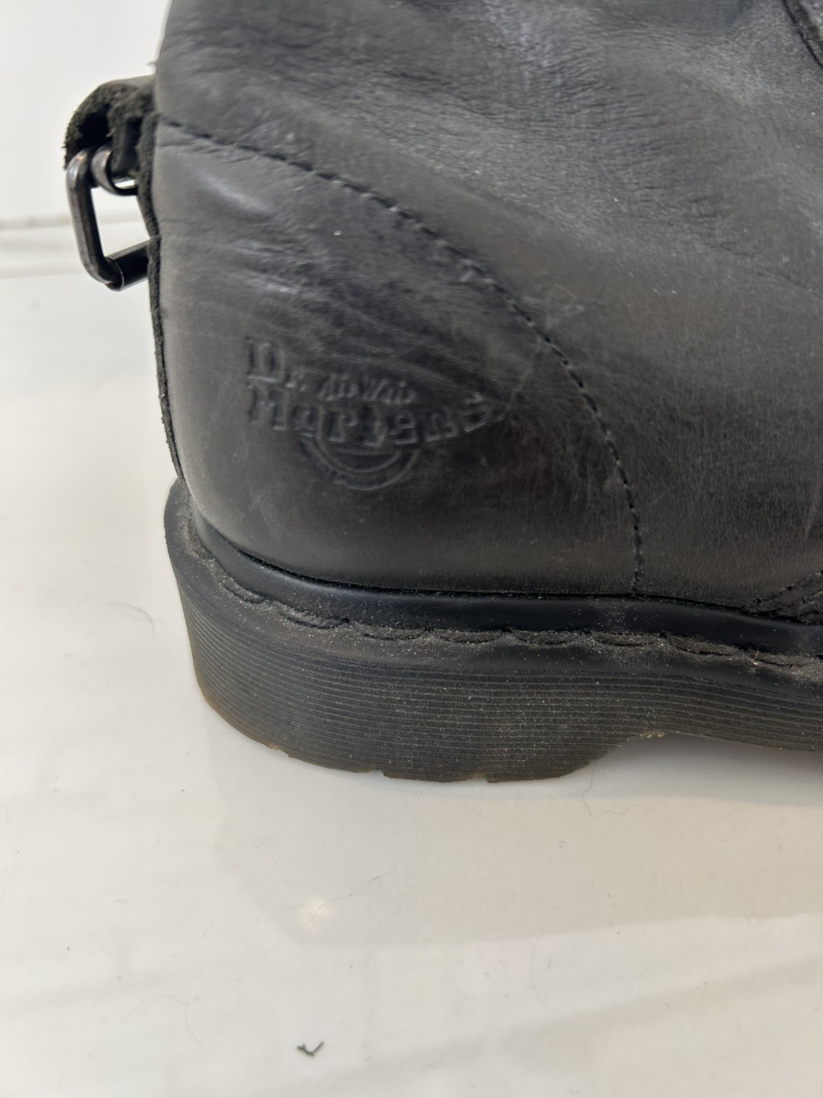 Dr. Martens Triumph 1914 Boots Womens 7 Black Pink Plaid Fold Ribbon Laces RARE