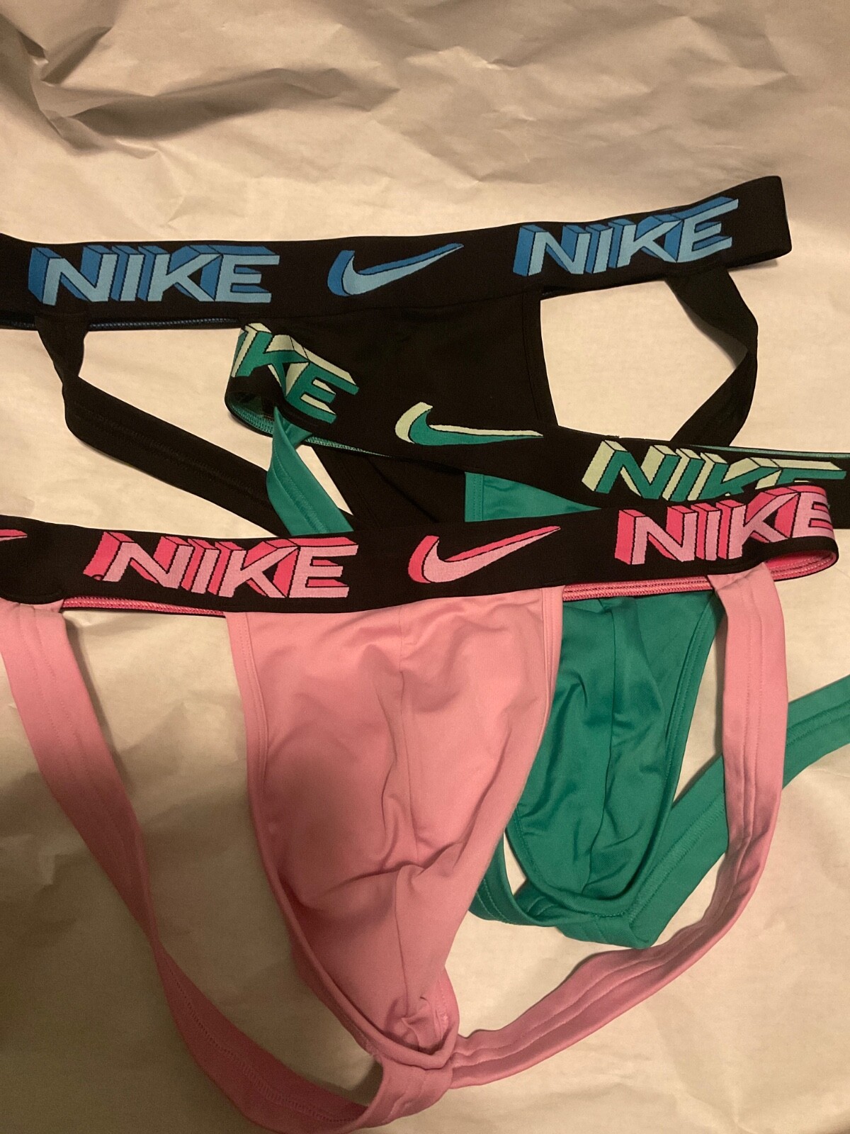 Nike Dri Fit Essential Micro 3 Pack Jockstrap New Pink Green Blue Black