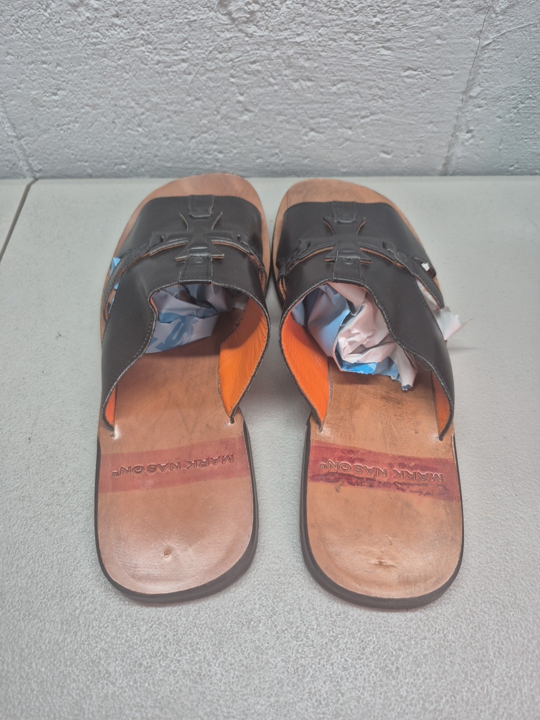 Vintage Mark Nason Slide Black Sandals Rock Never Dies Size 13 Made In Italy EUC