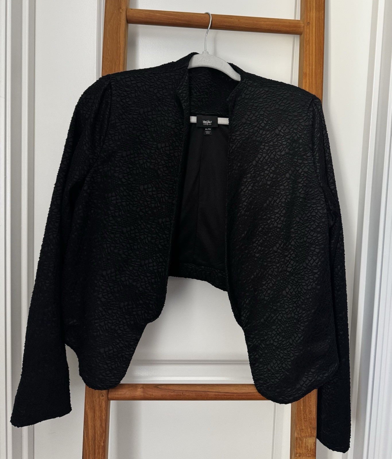 Mossimo Black Textured Open Front Bolero Shrug Crop Jacket Lightweight Womens XL
