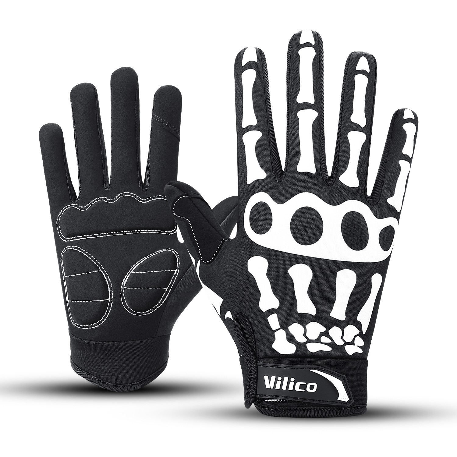 Cycling Biker Skeleton Bone Full Finger Gloves Mountain MTB Racing Touch Screen