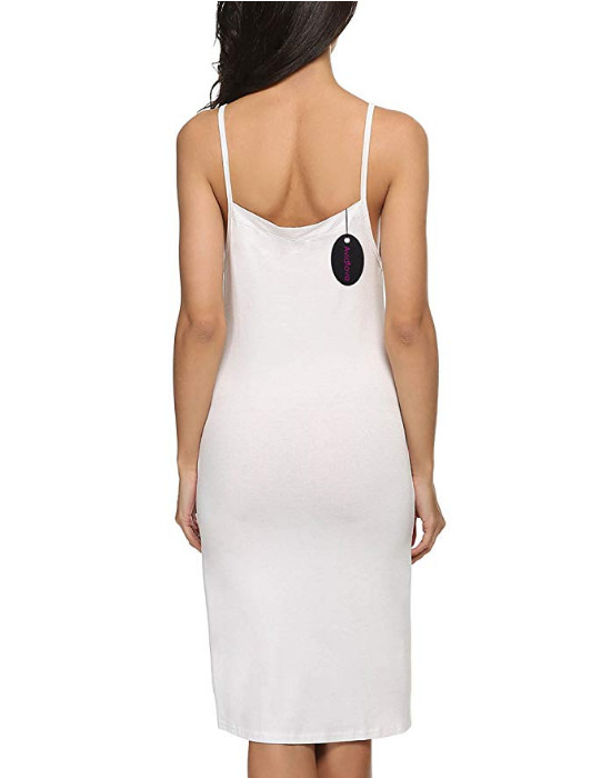 US Women Long Cotton Blend Spaghetti Strap Full Slip Under Dress Liner Nightgown