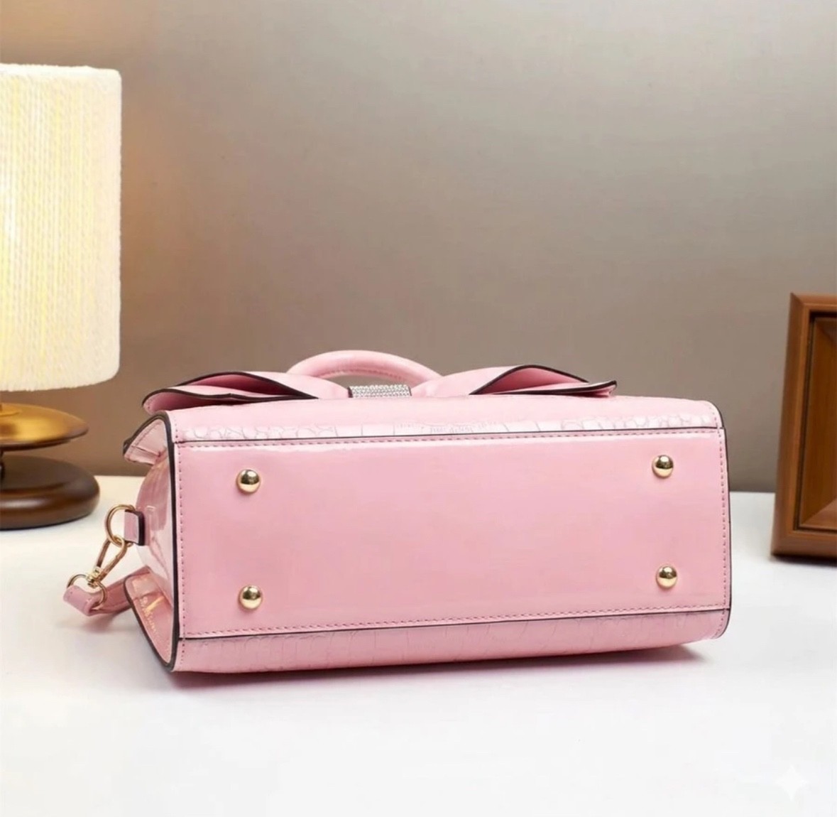 Women’s Luxury PU Leather Bow Tote Handbag 2Pc Satchel Shoulder Bag Wallet
