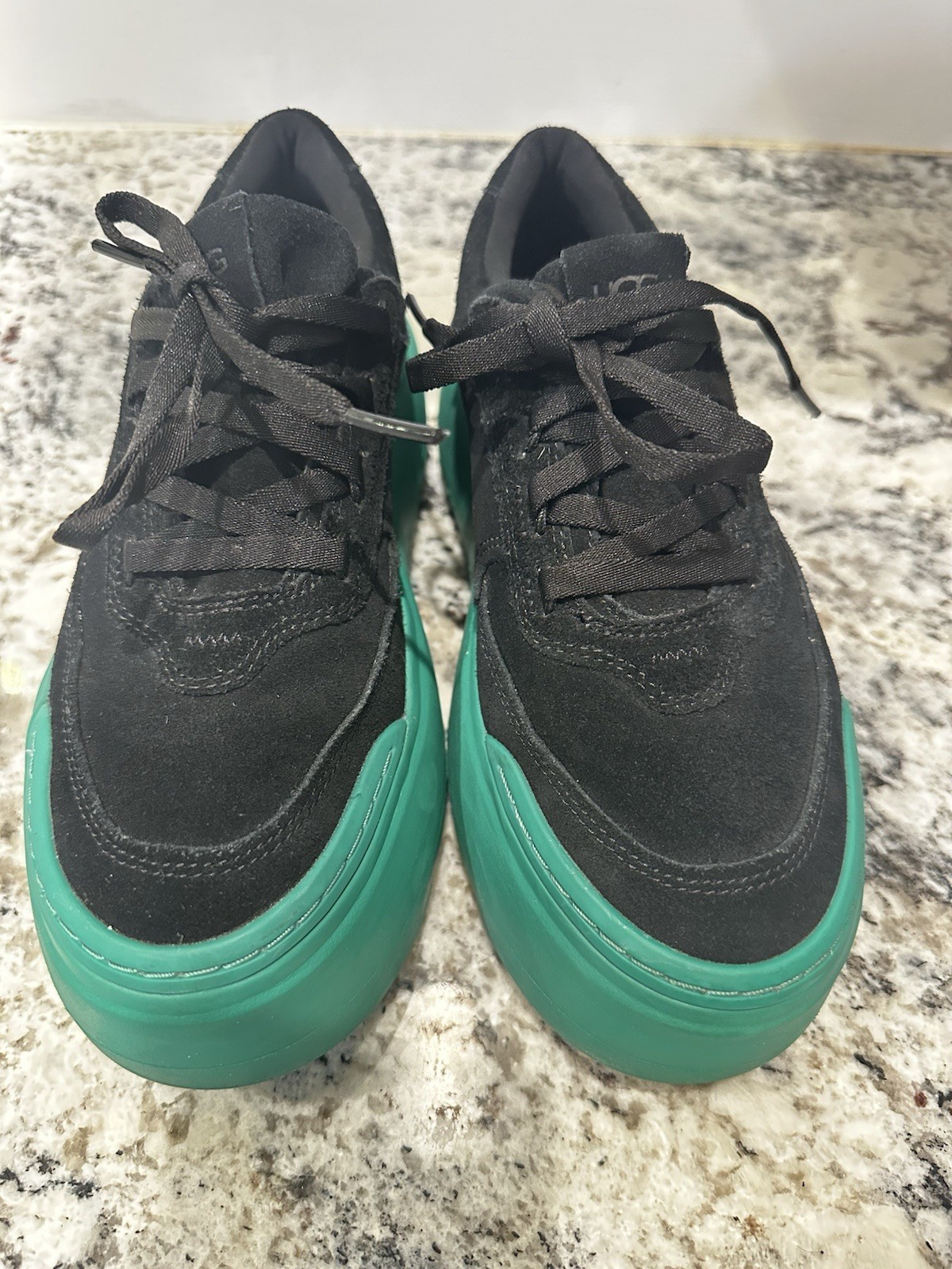 UGG Black Emerald Suede Marin Mega Lace 2.25 In Platform Sneakers, US 6