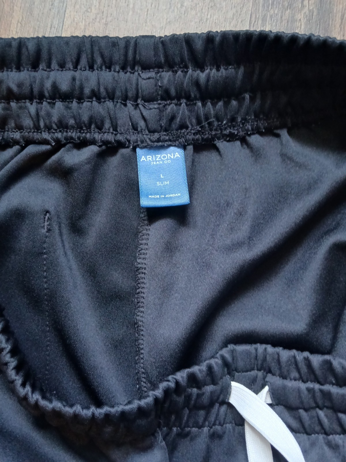 Arizona Jean Co. Men’s L Slim Black Track Pants Check Stripe Drawstring Pockets