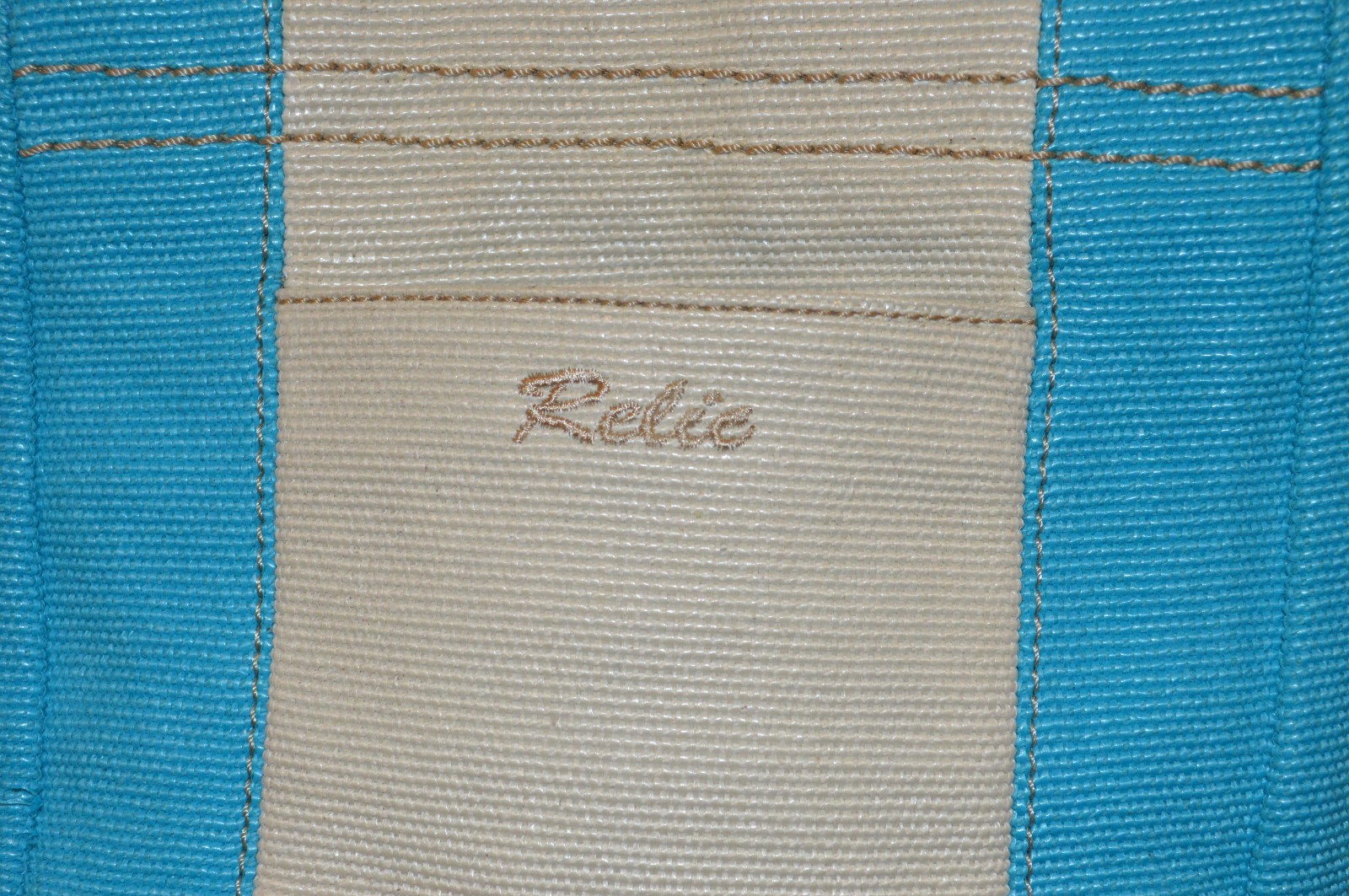 Relic Turquoise and White Lined Woven Handbag Zippered Purse NEAR PERFECT!