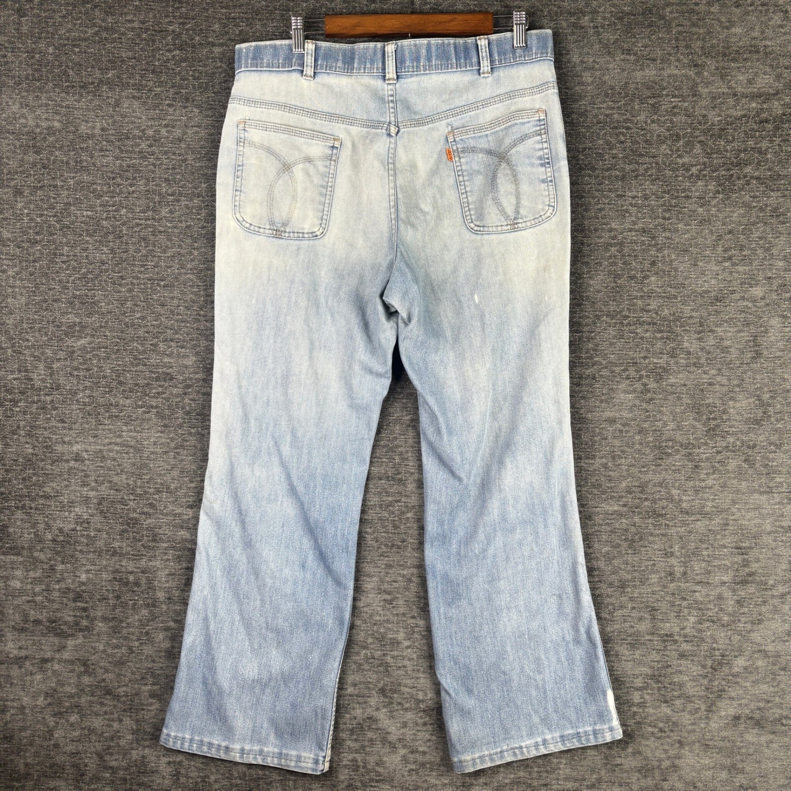 Vintage 80s Levi’s 567 Bell Bottom Orange Tab Flare Jeans 34×30 Disco Very Soft