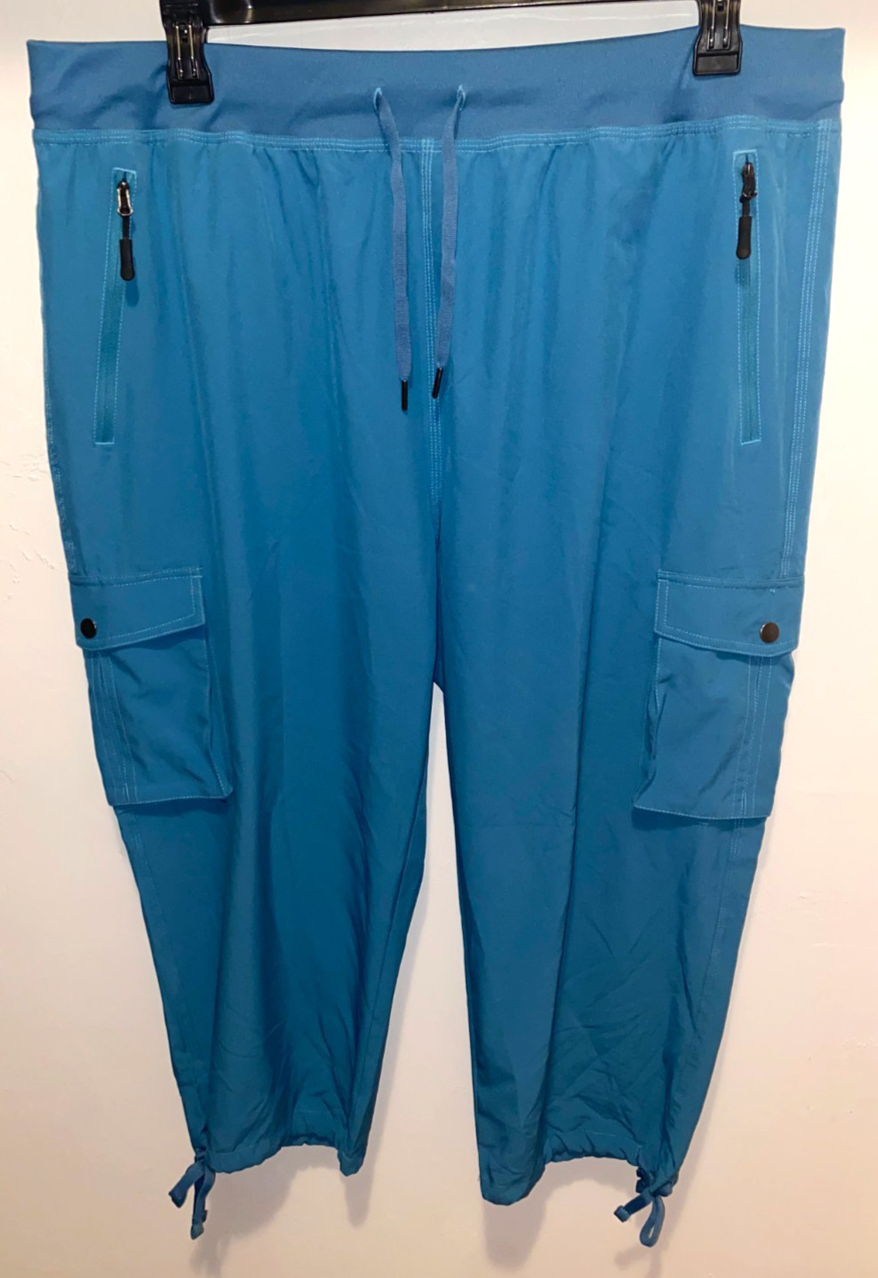 Soothfeel Women’s Cargo Capris Drawstring Waist Zip Pockets Outdoor Pants XXL