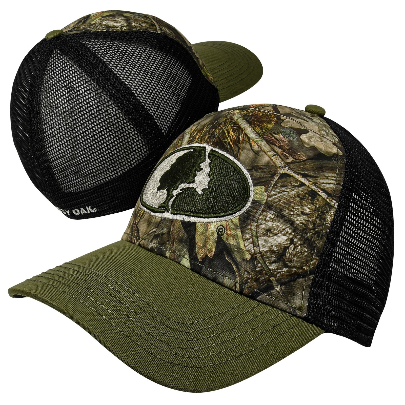 Mossy Oak Stretch-Fit Meshback Cap (L/XL)- MOMC/Green/Black