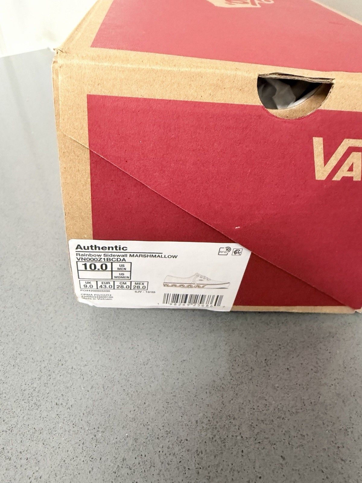 VANS Authentic Off-White Rainbow Sidewall Low Top Canvas Lace Up Sneaker size 10