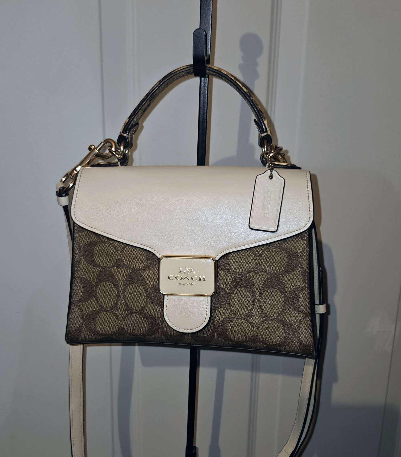 Coach Signature Logo “Pepper” Small Satchel Top Handle Crossbody, Gold