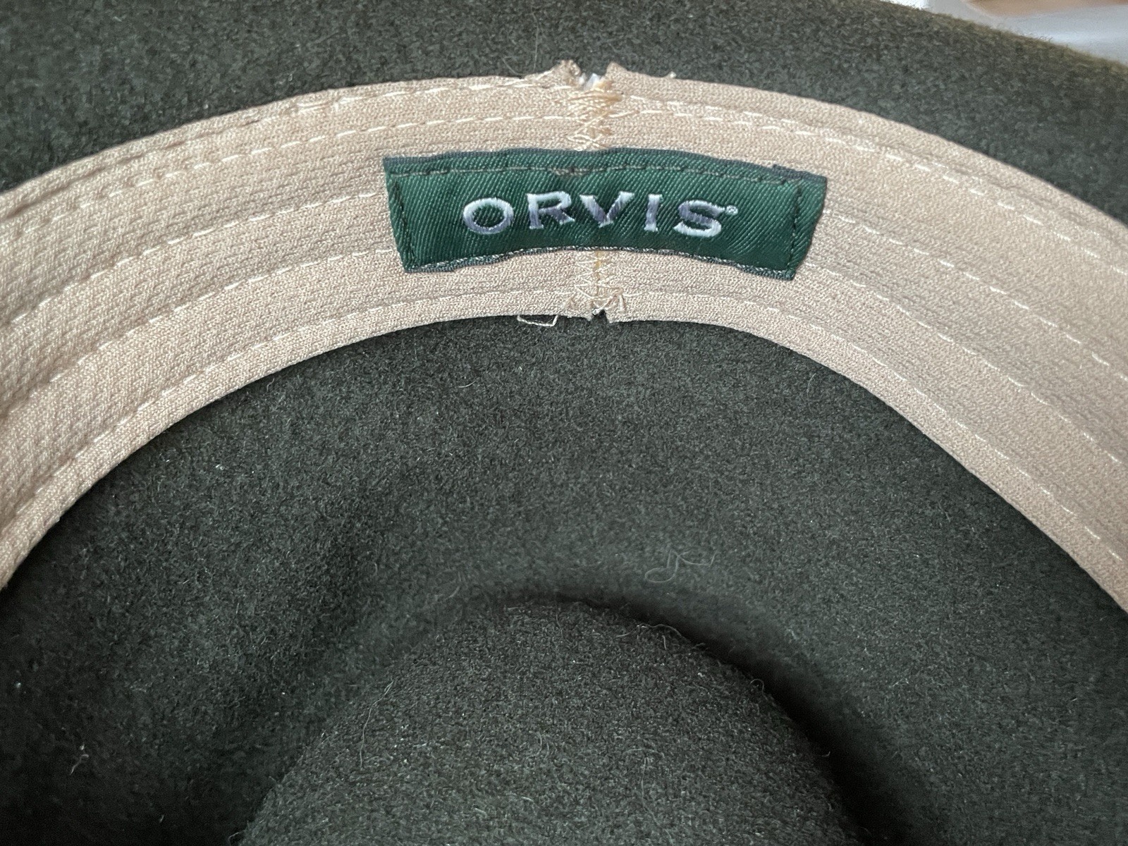 ORVIS Fedora Hat Dark Green Small ~6.75” Made in USA 100% Wool Felt Packable