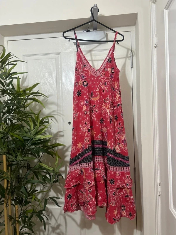 Jaase Red Bandana 100% rylon maxi sleeveless summer dress print size 6 8 10