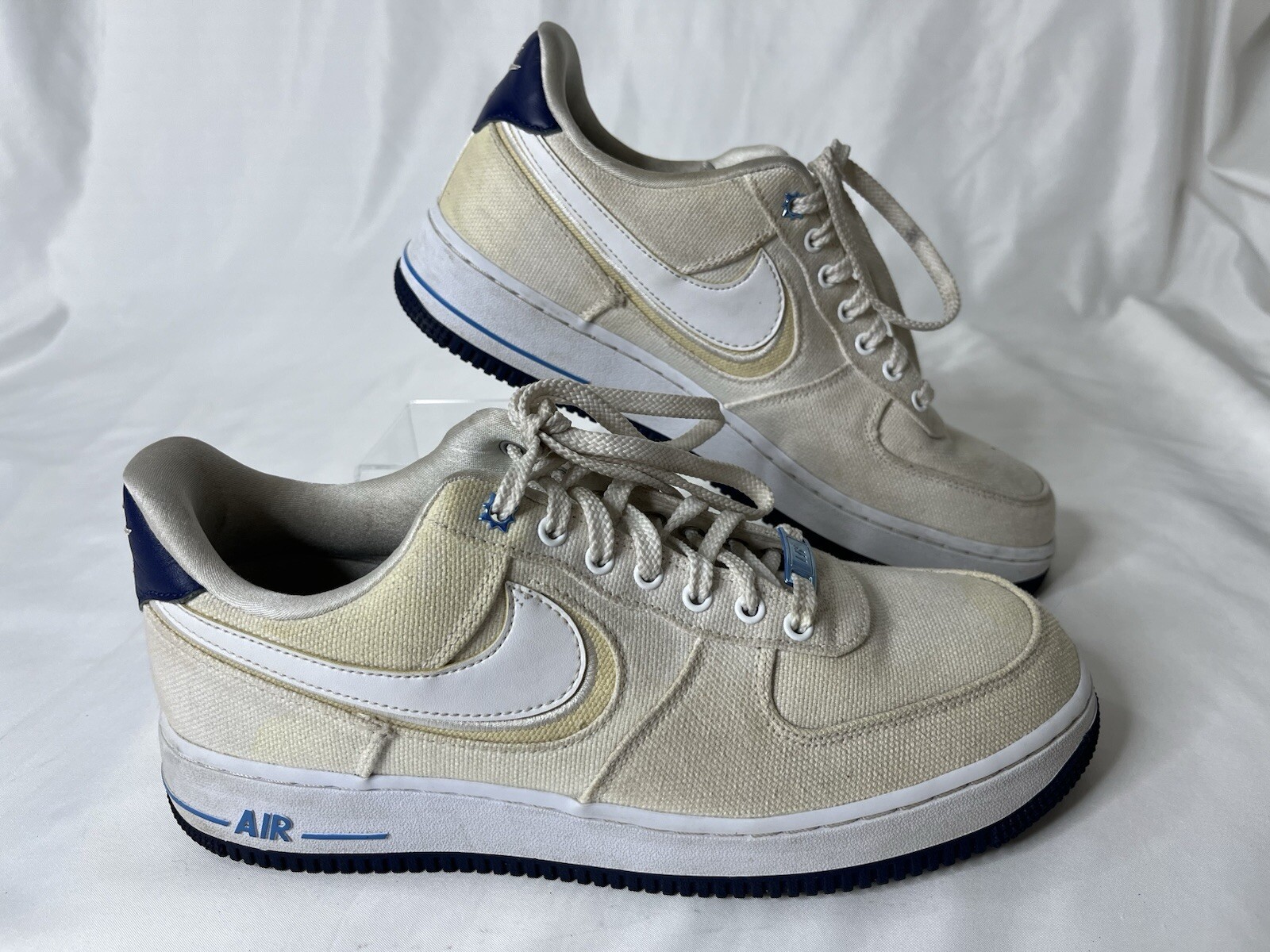 Nike Mens Air Force 1 PRM White Fossil Blue Void DB3541-100 Size 10.5 GUC