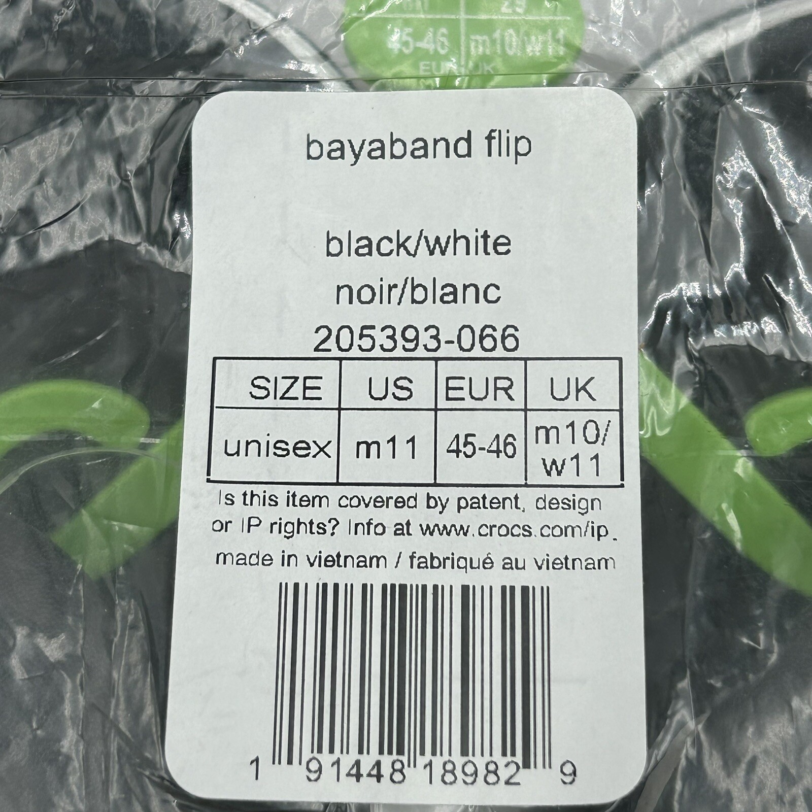 Crocs Mens Bayaband Flip Flop Sandal Size 10-11 Black Water Friendly Lightweight