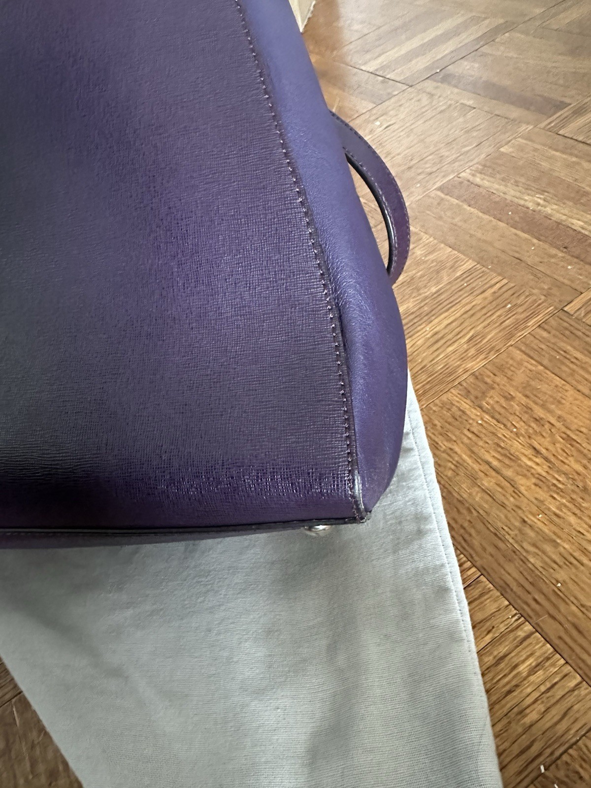 Fendi Purple Tote Bag with Clochette, Logo Accents, Hot Stamped Initials