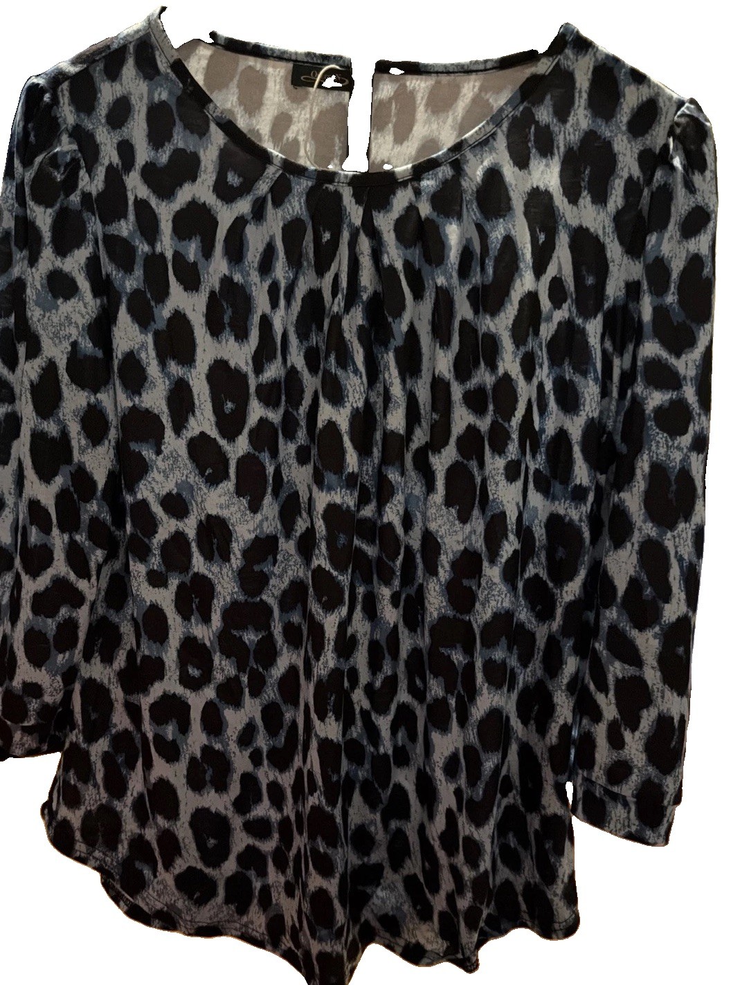 Blue Leopard Print Blouse
