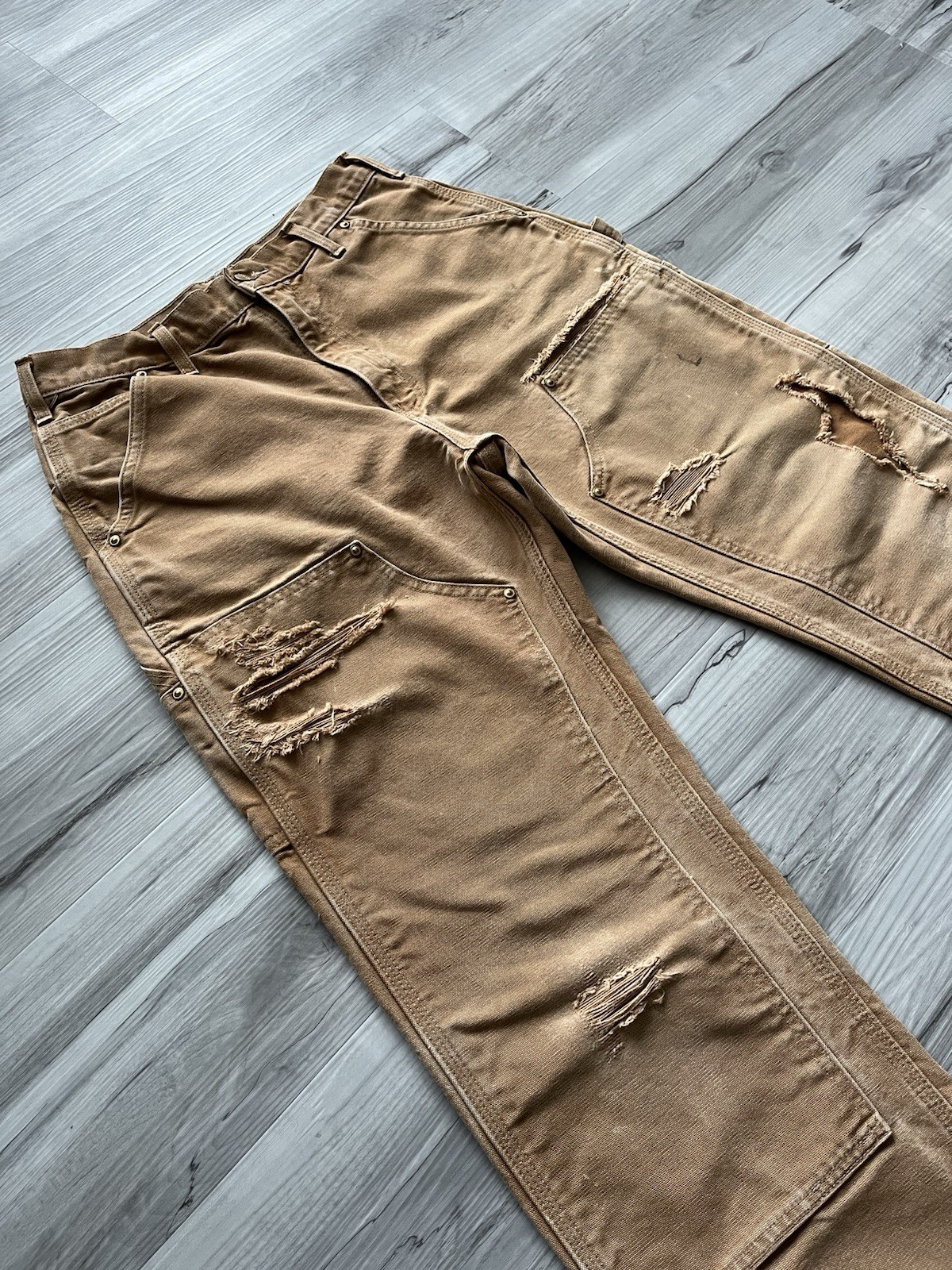 Vintage Carhartt B01 BRN Double Knee Pants 30×30 Made In USA -Distressed & Faded