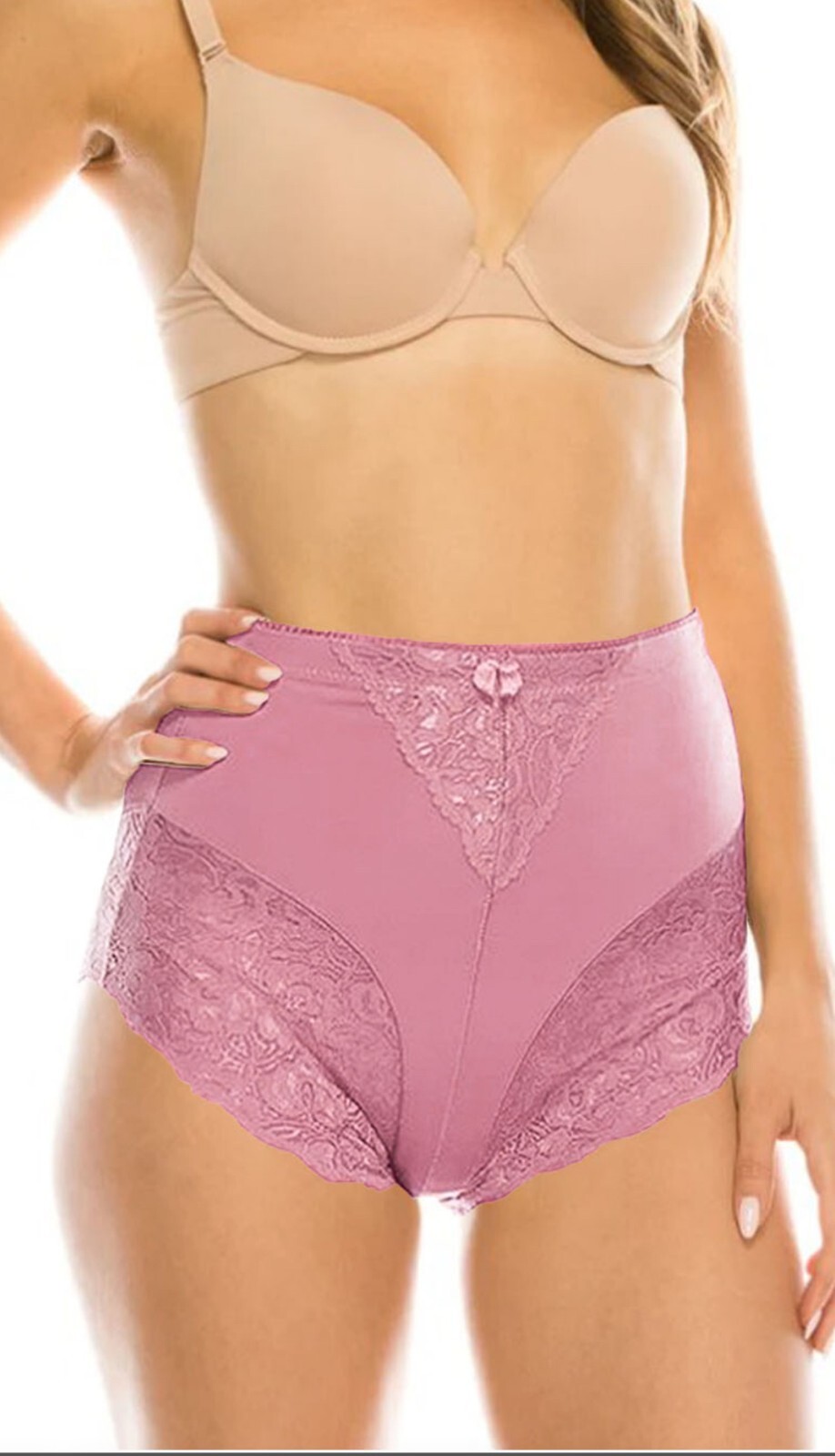 Popular 4 High Waist Briefs Tummy Control Girdles Lace Lot Panties #63031 S-5XL