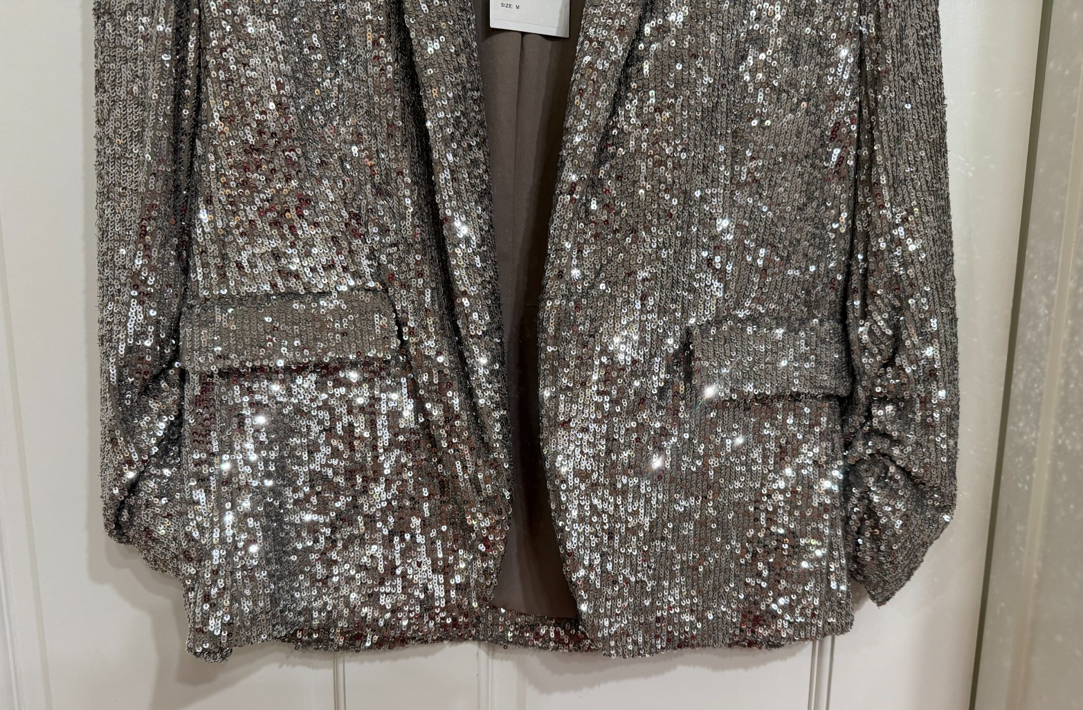 SALE New w Tags $348 Generation Love Silver all over Sequin Jacket sz M