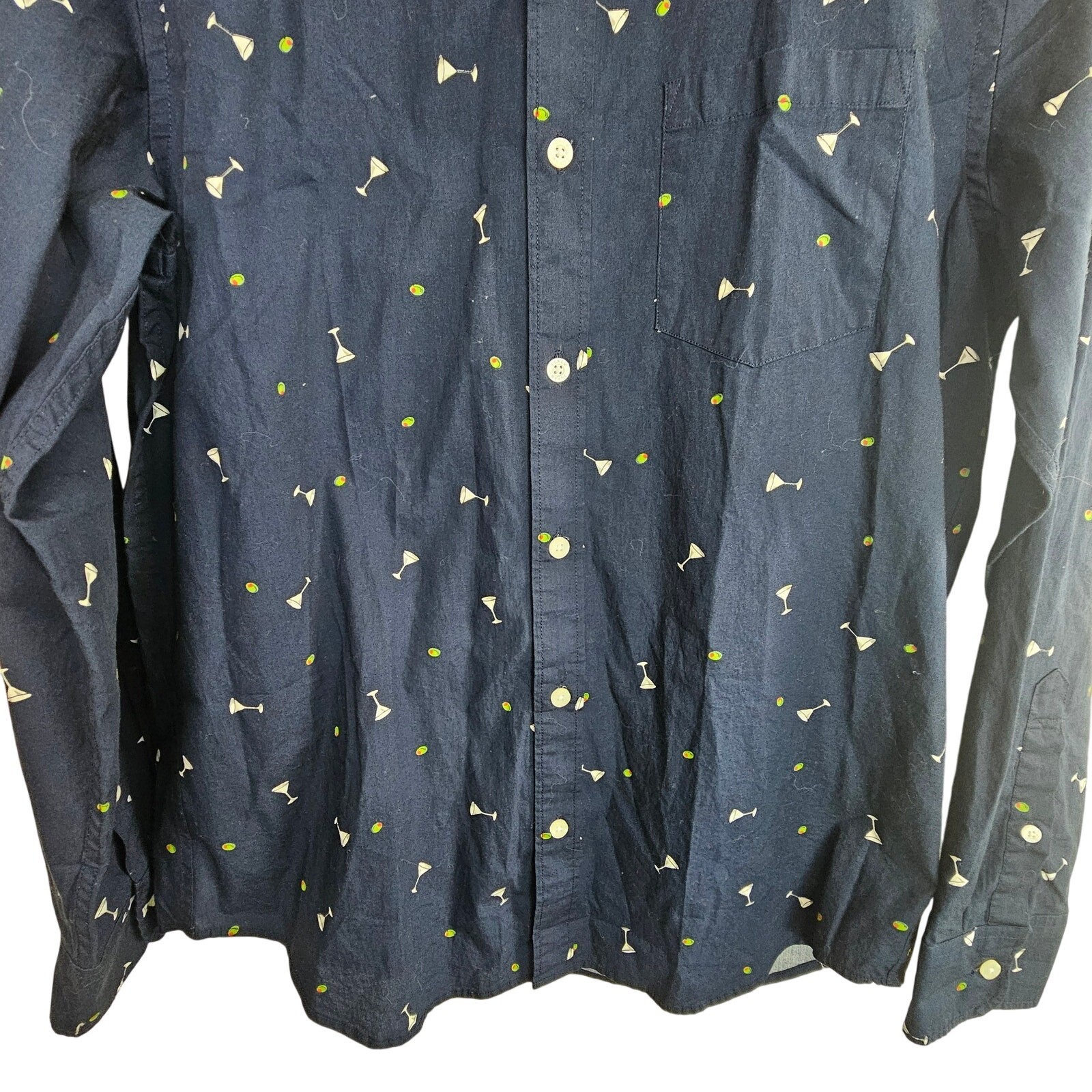 J. Crew Mens Martini Print Button Shirt M Classic Fit Flex Washed Preppy Resort