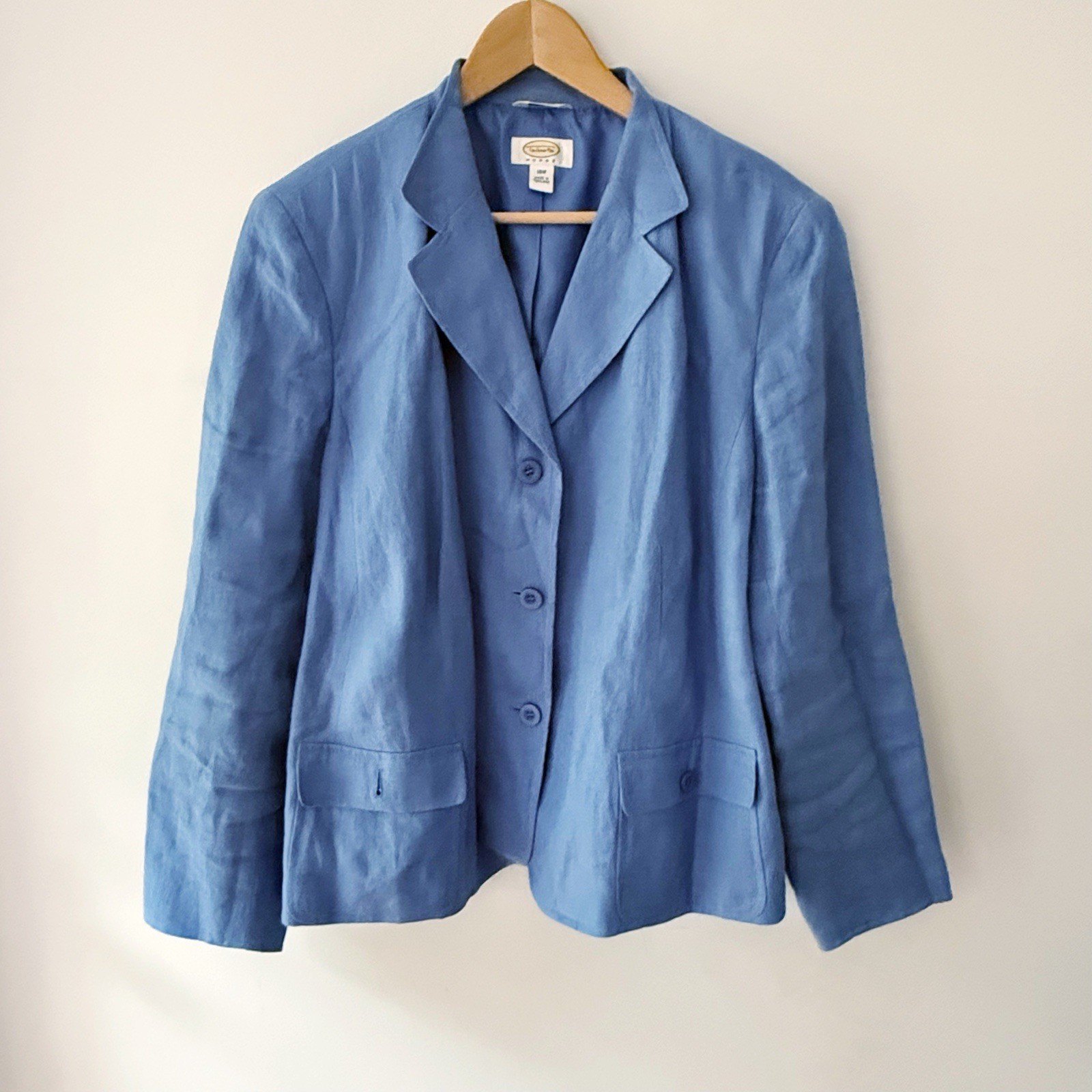 Talbots Women 100% Irish Linen Blazer Size 16W Classic Upscale Coastal Preppy