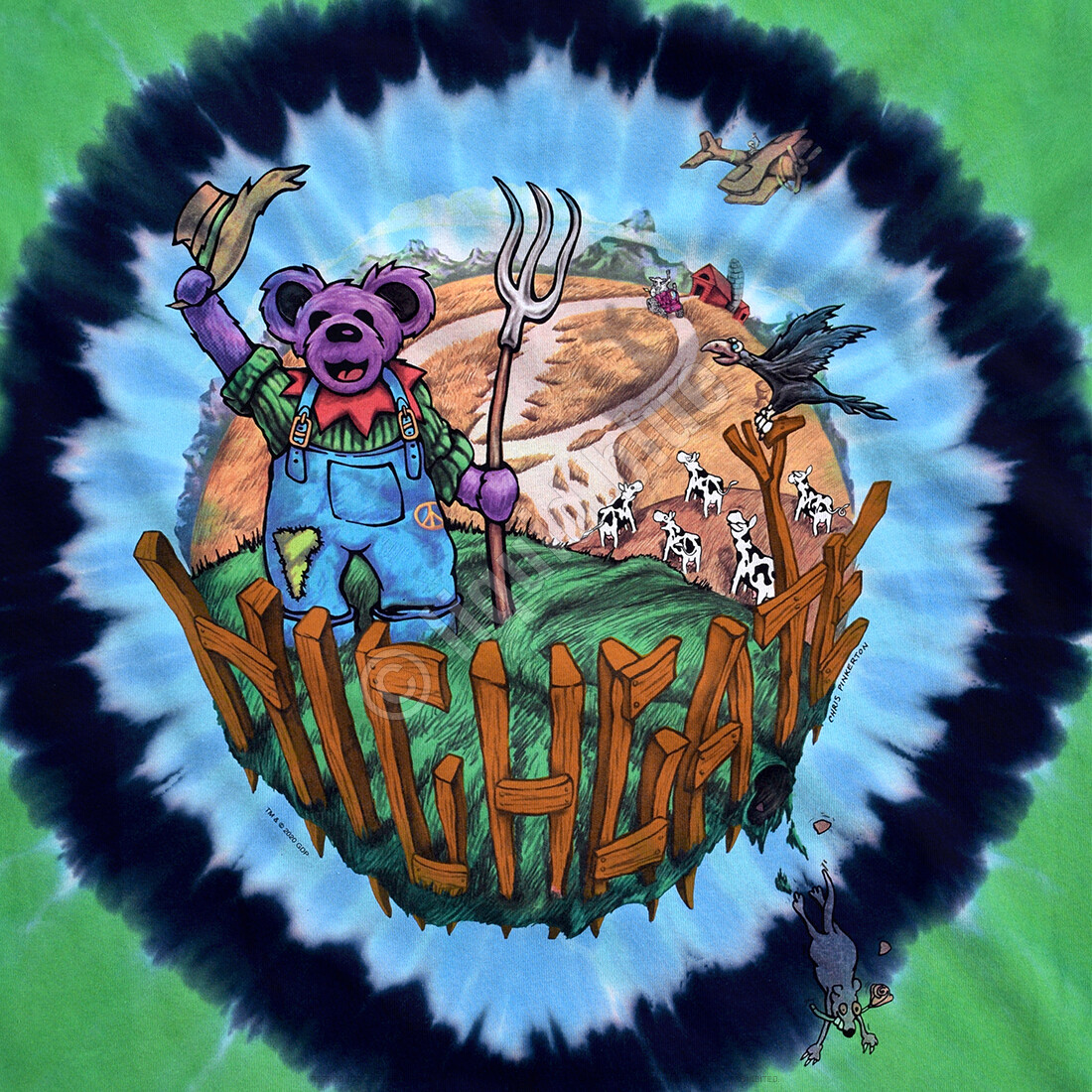 GRATEFUL DEAD-HIGHGATE-VT-BEARS-2 Side-TIE DYE T-SHIRT S-M-L-XL-XXL Garcia,Wier