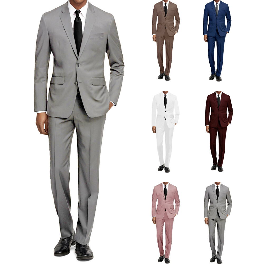 Braveman Men’s Formal Two Piece 2-Piece Slim Fit Cut Suit Set