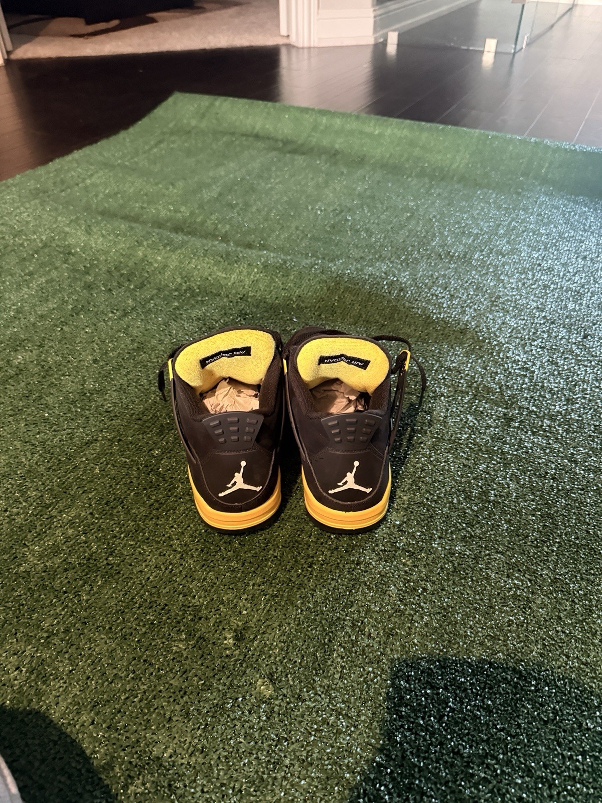 Jordan Air Jordan 4 Black/Yellow Colorblock Mid Top Lace-Up Men’s Sneaker