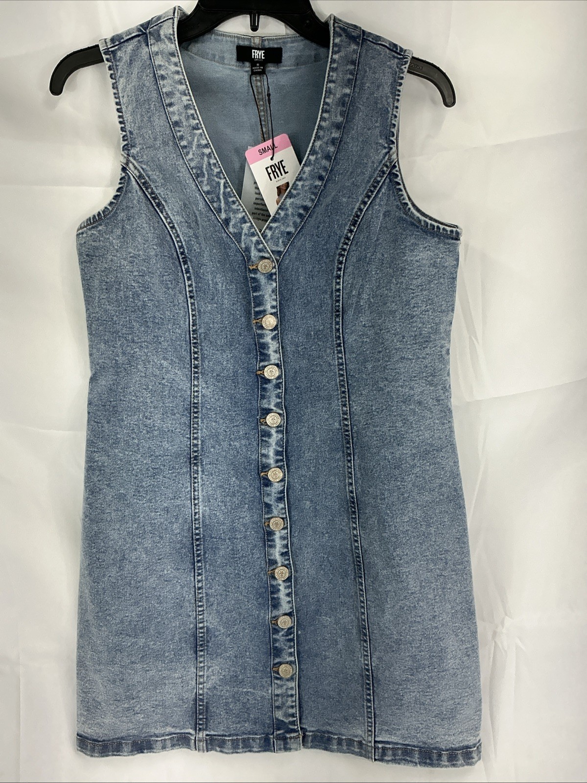 NWT Frye Small Sleeveless Denim Mini Dress Light Wash
