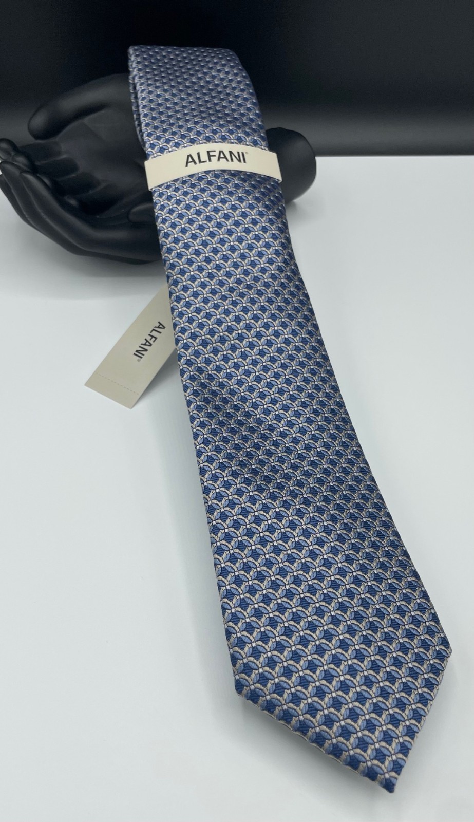 ALFANI Men’s 100% Polyester Tie ~ Dark Navy ~ Chelan Neat ~ NEW MSRP: $55.