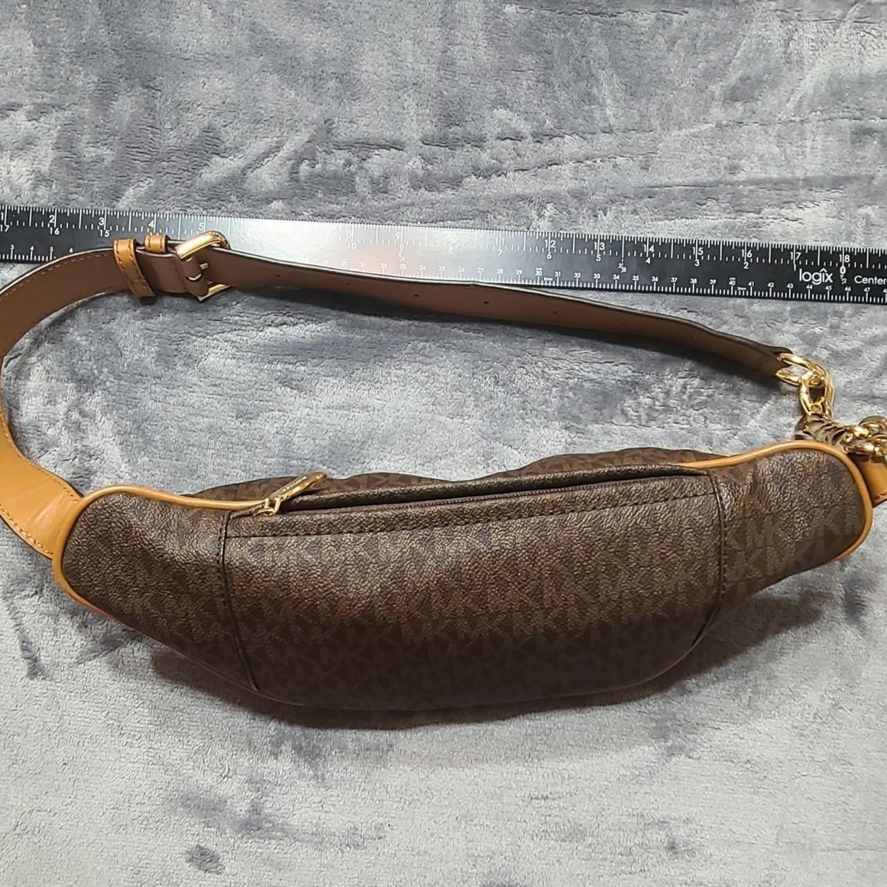 Michael Kors Brown Monogram Belt Bag /Fanny Pack Gold Zip Adjustable Strap