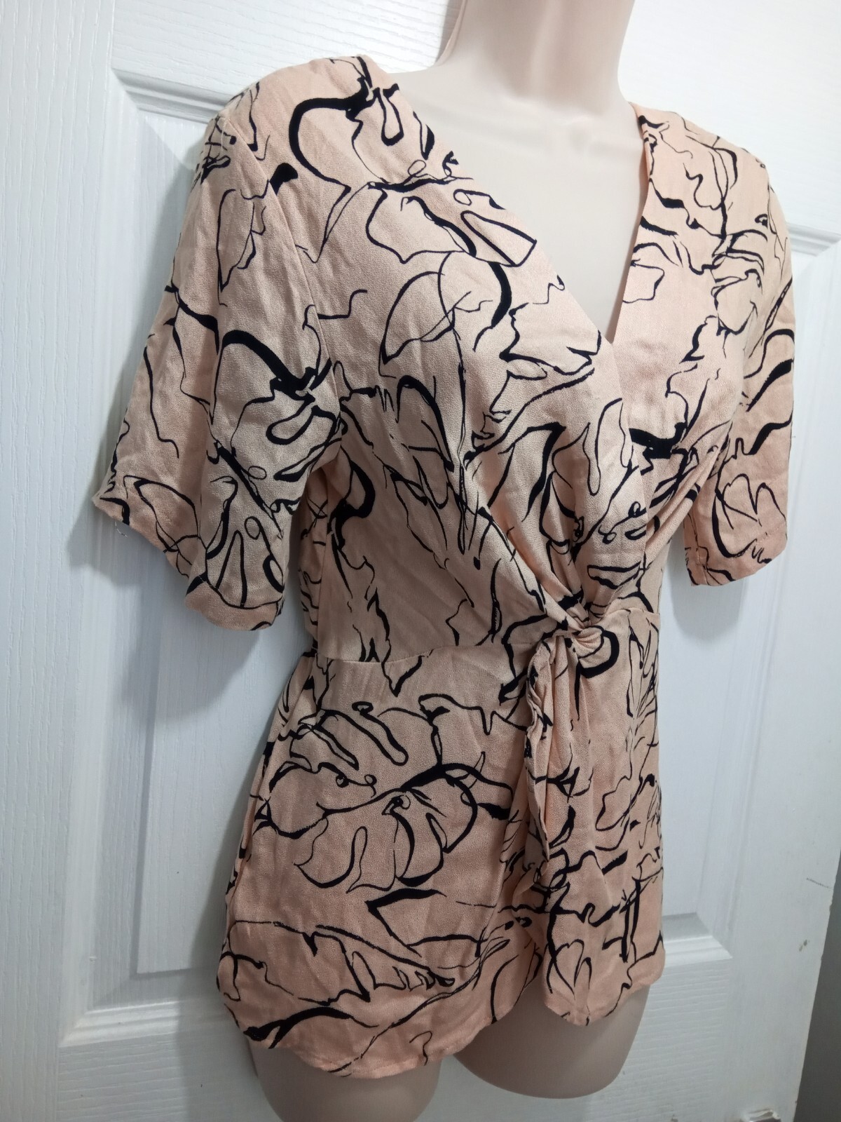 Primark Brown Stone Blouse Top With Twisted Knot Front Size UK 6 EU 34 USA 2